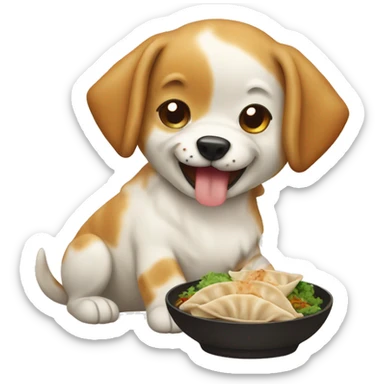 dog eating gyoza sticker