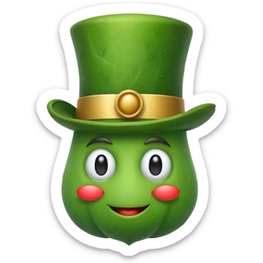 green vegetable with a top hat sticker