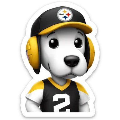 Snoopy wearing Steelers gear sticker
