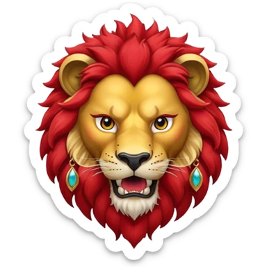 red lion with golden earings sticker