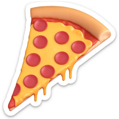 slice of pizza, 3D emoji style, shiny cheese, realistic pepperoni, soft shadows sticker