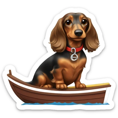 Long haired mini dachshund in speedboat sticker
