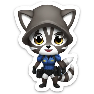 Raccoon cosplaying as Jill valentine sticker