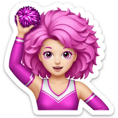 football cheerleader, big cheering pom, pink and twinkle sticker