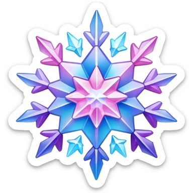 Gradient iridescent Pastel Pink violet blue crystal star snowflake  sticker