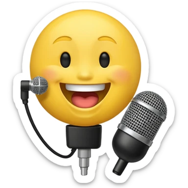 laughing face emoji next to a mic sticker