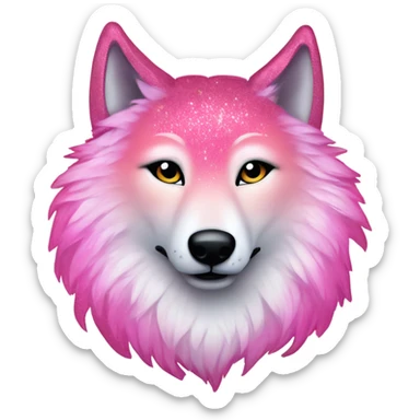 Pink ombre wolf with glitter and eyelashes  sticker