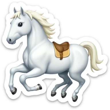 Creat a white horse running sticker