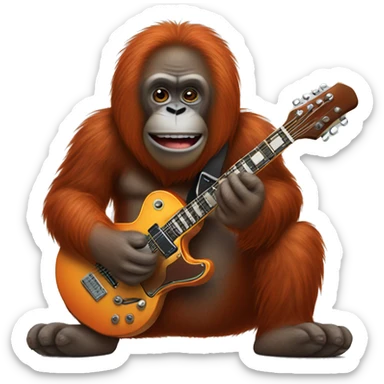 Orangutan playing electric guitar  sticker