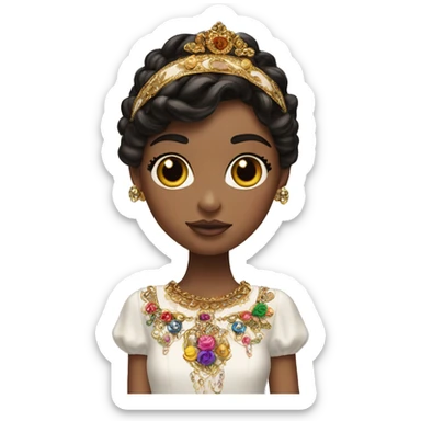 Dolce and Gabbana Italian model with dark hair and headband with colourful ornament and golden detais  sticker