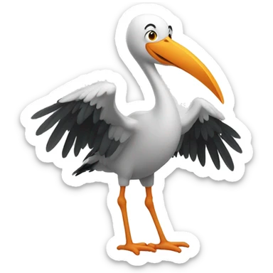 A partying stork on a festival sticker