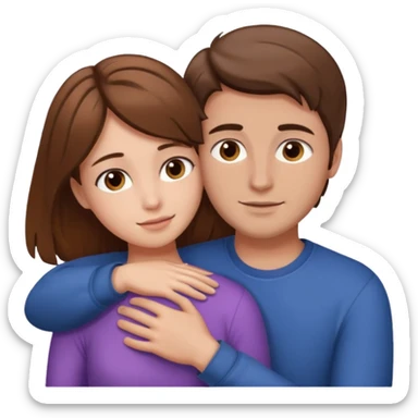 Guy cuddling with girlfriend brown hair sticker