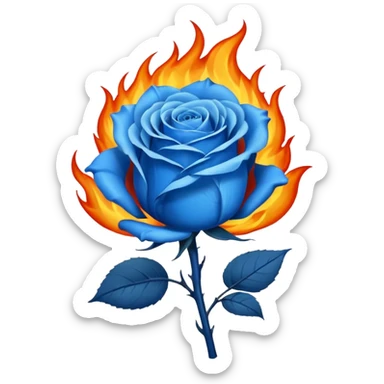 Blue rose in flame sticker
