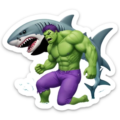 The Hulk getting eaten by a big shark sticker