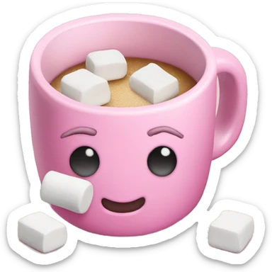 a pink mug and some marshmallows in it sticker
