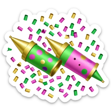 light green and pink party poppers and confetti sticker
