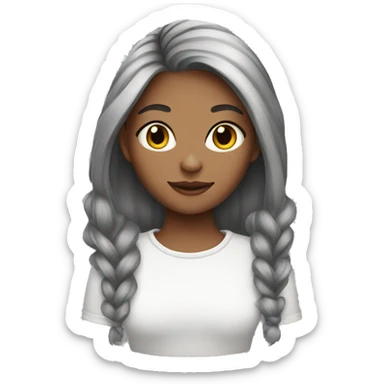 Girl w highlights hair n grey cat sticker