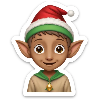 dobby the house elf from harry potter smiling and wearing a christmas elf hat sticker
