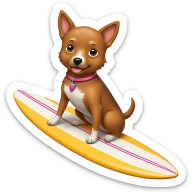 Dog riding surfboard  sticker