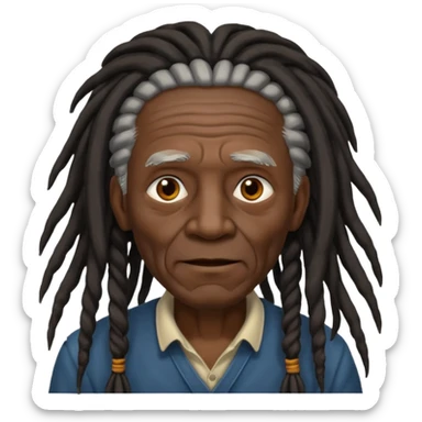 old man with dreadlocks and black skin sticker