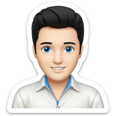 Elvis Presley blue eyes, black hair, white outfit sticker