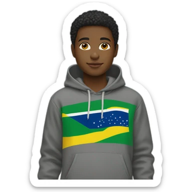 Black boy using lacoste hoodie with brazil flag sticker