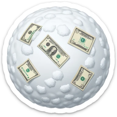 Snow ball with dollar bills  sticker