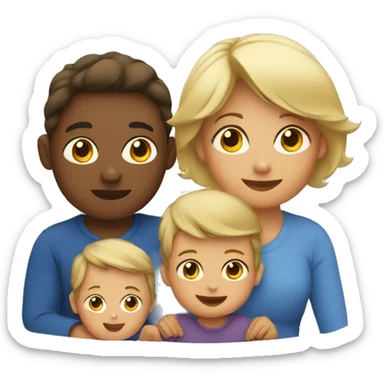 Mom and two boy toddler sticker