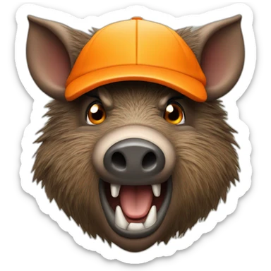 ANGRY wild boar with orange cap sticker