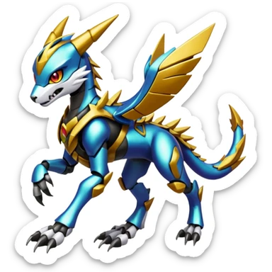Meloetta-Wargreymon-Sergal-Vernid-Protogen-Pokémon-Digimon-Fakémon-fusion-hybrid-creature sticker