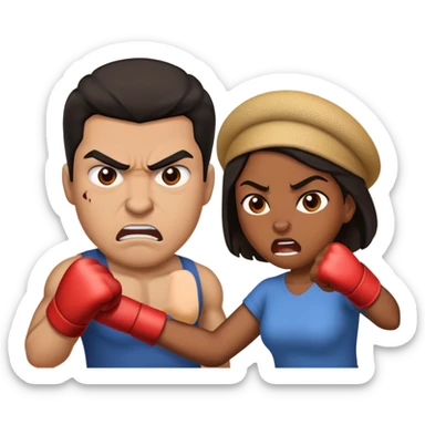 Hispanic man and black woman fighting sticker