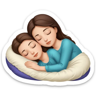 brunette white girl sleeping peacefully, silk pillow sticker