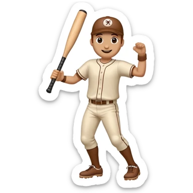 Animated baseball bat with a face, arms and legs doing a happy dance sticker