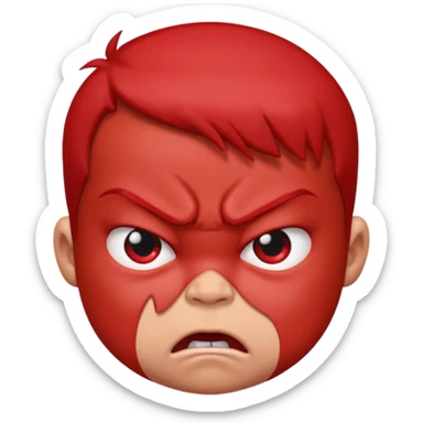 a baby all red red angry face  sticker
