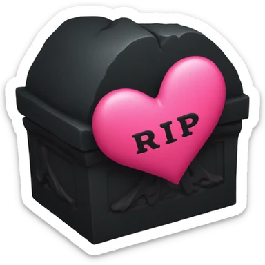  a black grave with the letters RIP on a red pink heart sticker