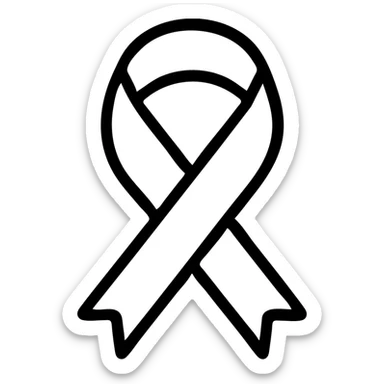white ribbon outline icon, black lines, transparent background sticker