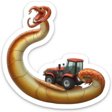 Serpent sur une vache à côté d’un crabe sticker