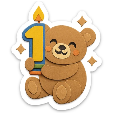 Amend the bear's tummy to look more visually appealing and well-shaped, keeping the paper-craft style and all other elements exactly the same sticker