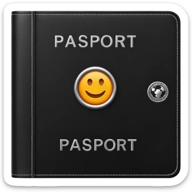 black passport with minimal silver details sticker