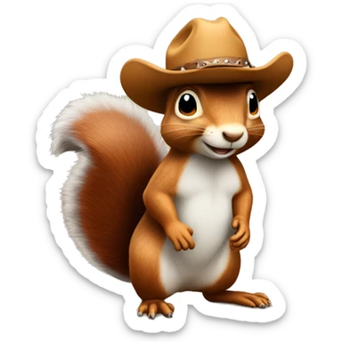 Full body Squirrel wearing a cowboy hat sticker