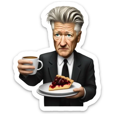 david lynch with coffee and cherry pie sticker