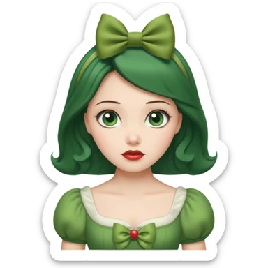 snow white with green dress hair bow and green eyes sticker