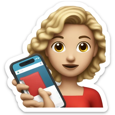 a light skin girl in red dress hold phone sticker