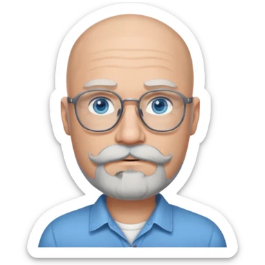 Bald man with blue eyes grey beard and moustache. Hipster.  sticker