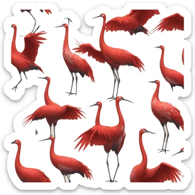 six crimson cranes sticker