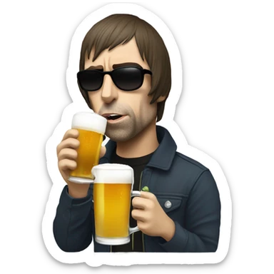 liam gallagher drinking beer sticker
