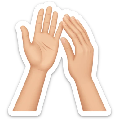 clapping hands emoji, side view, simple flat design, vector, white background sticker