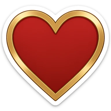 heart with a metallic gold border, clean digital illustration sticker