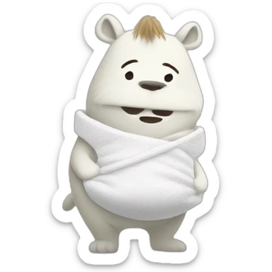 Moomin character with a diaper on sticker