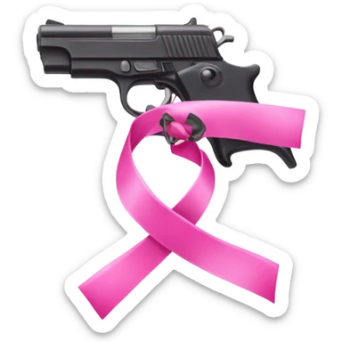 pink pistol with a pink ribbon with pink cop  sticker